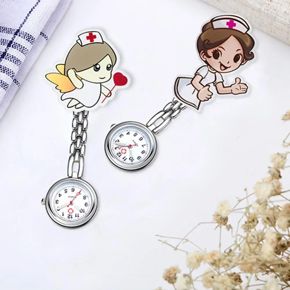 

Numeral Analog Quartz Clips-On Fob Cartoon Nurse Doctor Hanging Luminous Pocket Watch Women Clothing Accessories