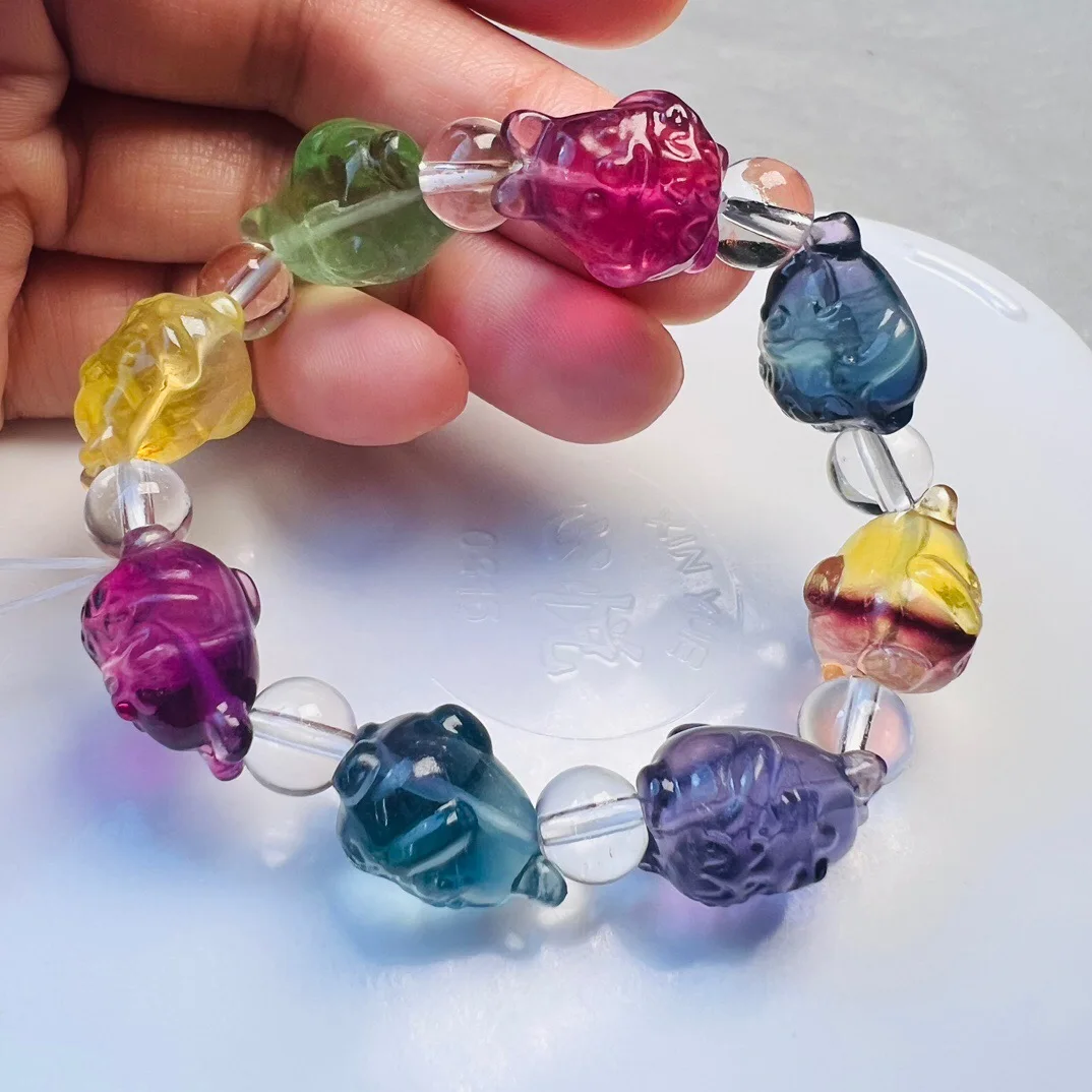 

Браслет Fengbaowu из натурального радужного флюорита, излечающий камень для шиншиллы, Модная бижутерия, подарок для женщин и мужчин, 1 шт.