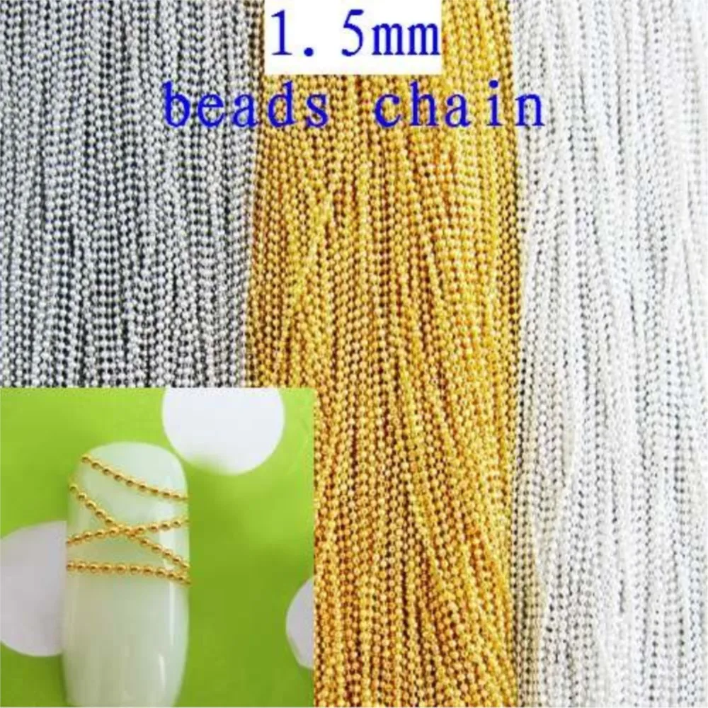 

100m 1.5mm Beads Chain Copper Ball Chain Silver/Gold/Nickle Plated Ball Chain Nail Art Decorations
