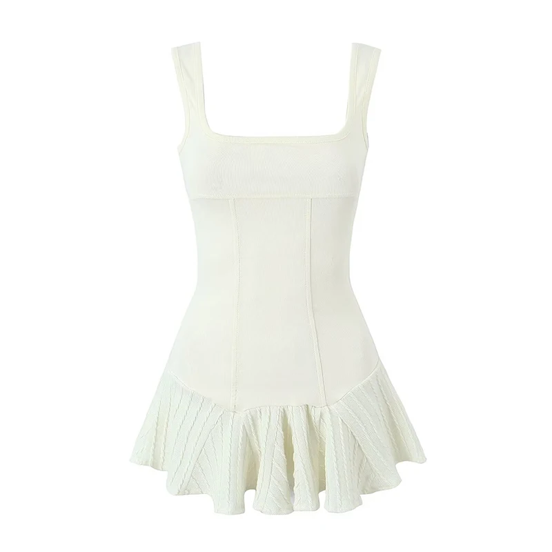 

Женское винтажное мини-платье с рюшами и низкой талией