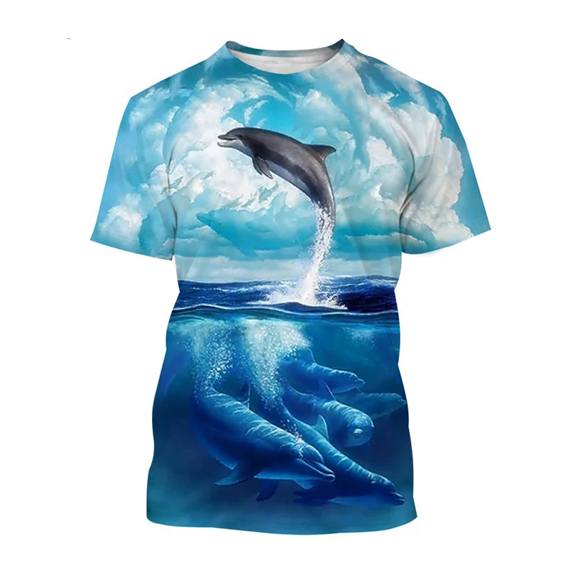 

T-shirts Animal Kawaii Dolphin 3D Print Summer Men women T Shirt Fashion Kids Casual Boys Girls Round Neck Tees Tops Clothing