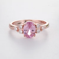 romantic pink cubic glass filled stone princess rings with rose gold color engagement accessories tiny delicate rings for women