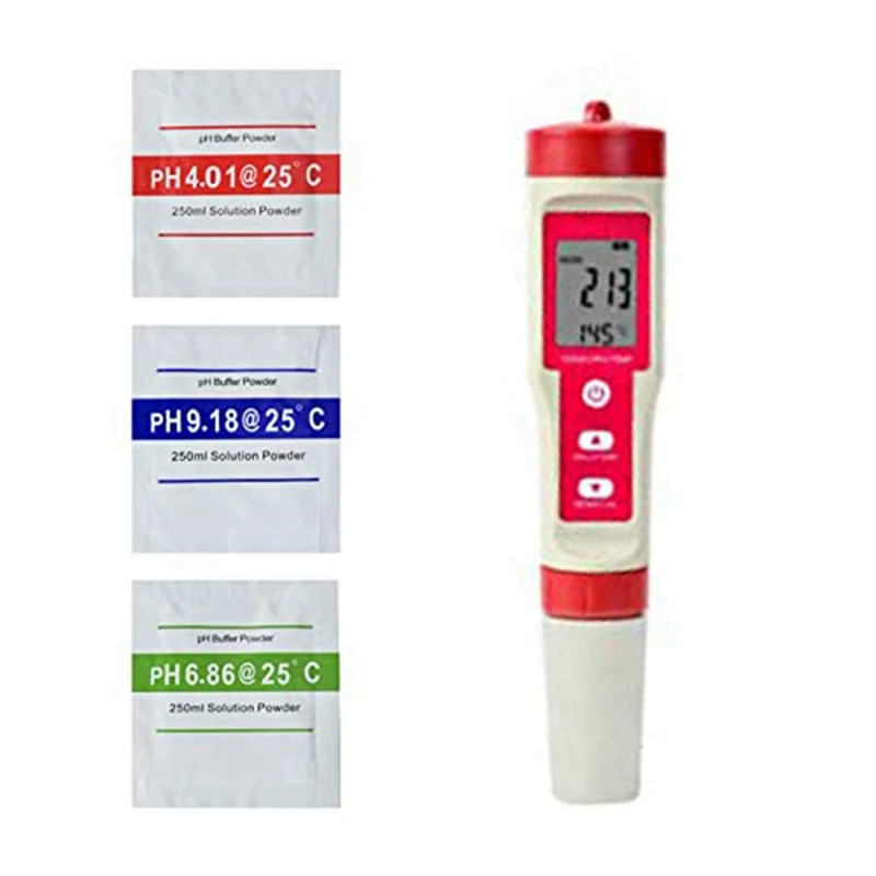 

Digital PH Meter Water Quality Tester Swimming Pool 4-In-1 PH/TDS/EC/Temp ±0.01 PH Accuracy TDS Test Pen Reader Waterproof