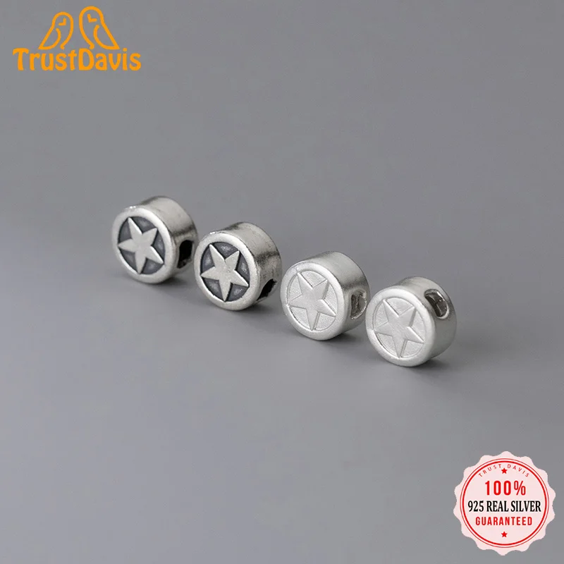 

TrustDavis Real S999 Sterling Silver Beads Fashion Round Star Charm Beads Fit Bracelet Necklace DIY Accessories Jewelry HY884