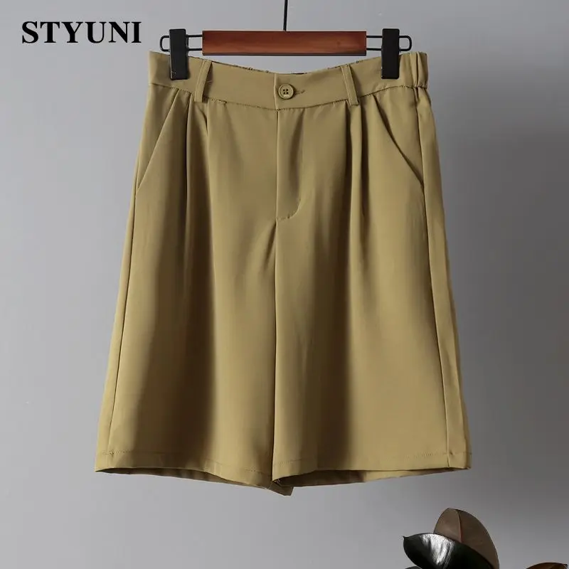 

Korean style solid color casual fashion 2022 women's shorts summer cool loose straight high waist button pocket shorts women