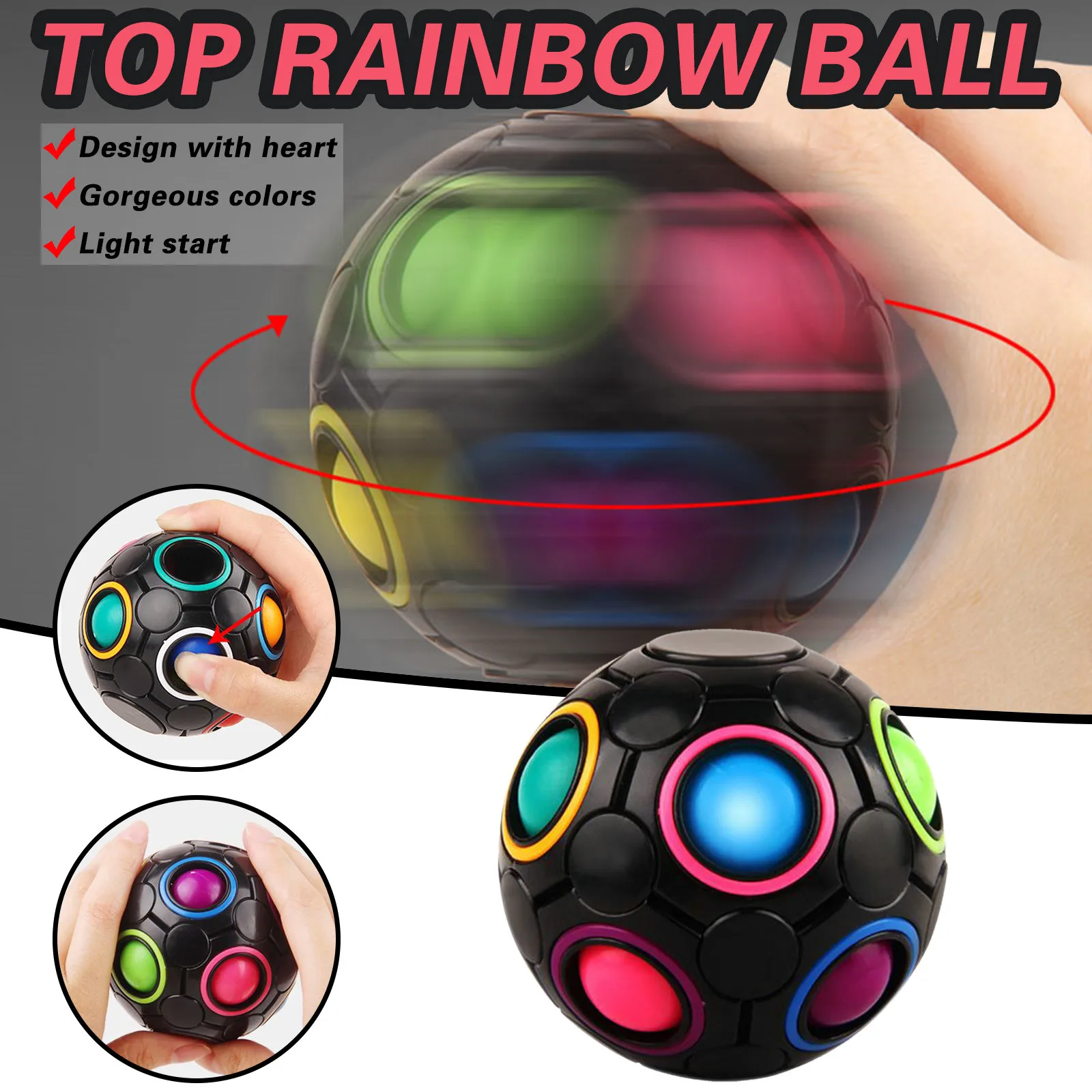 Creative Rainbow Magic Cube Ball Anti stress Rainbow Puzzles Balls Kids Educational Toys For Children Adult Stress Reliever