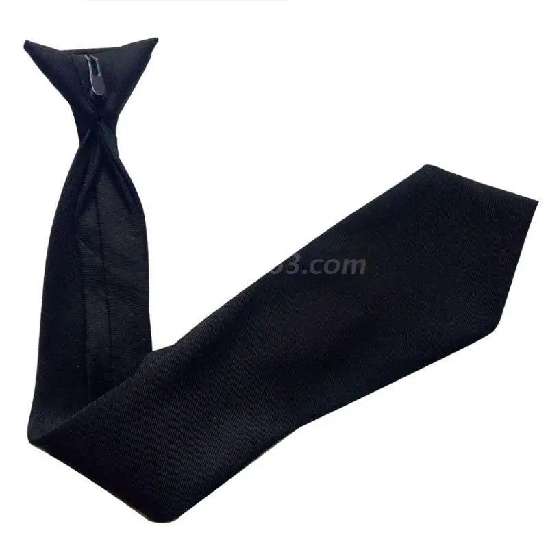 

50x8cm Mens Uniform Solid Black Color Imitation Silk Clip-On Pre-Tied Neck Ties for Police Security Wedding Funeral