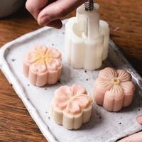 6pcsset mooncake mold cherry blossom flowers sakura pattern stamps hand press mold plungers pastry tools mid autumn festival