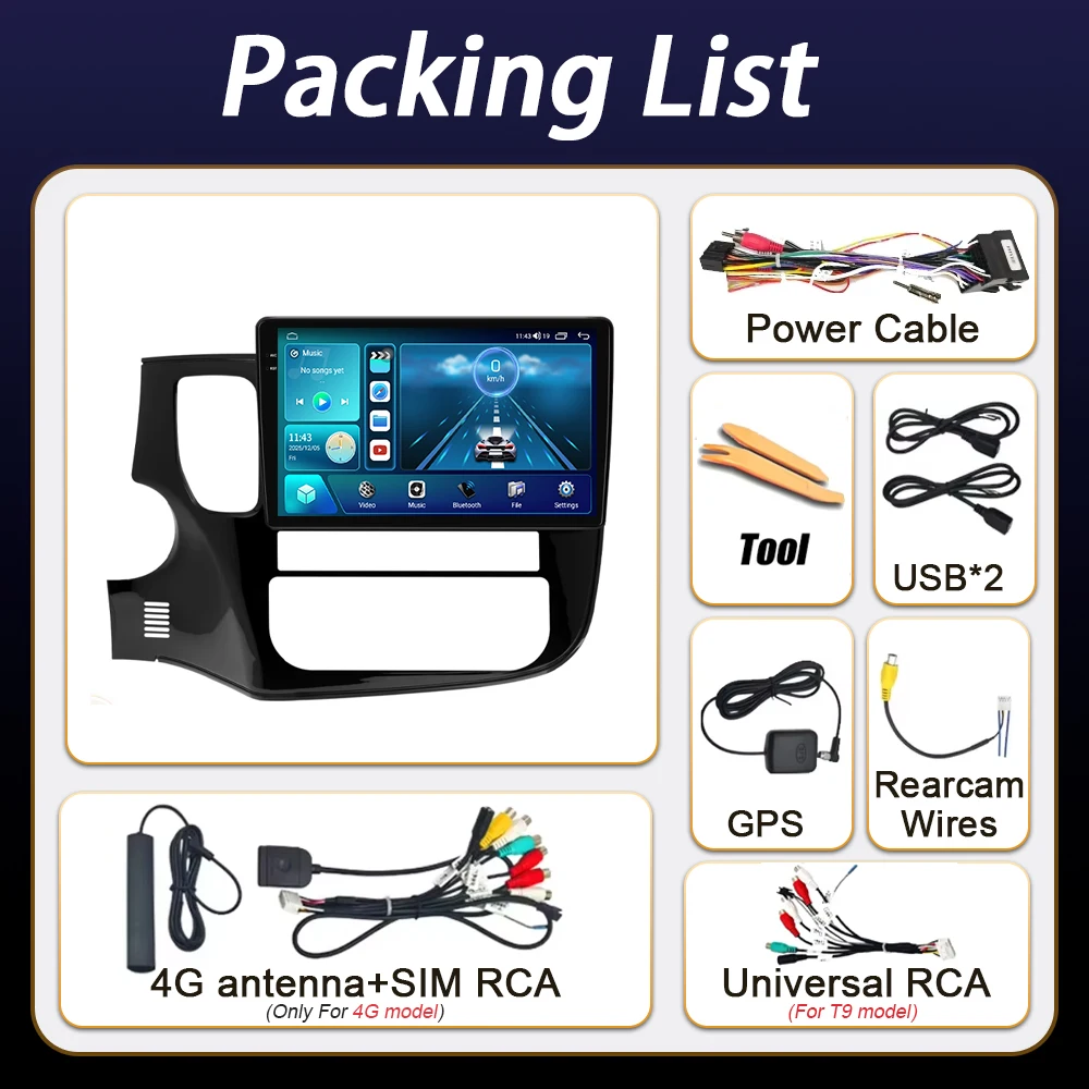 Фото Автомобильная магнитола для Mitsubishi Outlander 3 GF0W GG0W 2012 2013 2014 2015 2016 2017 2018 с Bluetooth, экраном, навигацией, беспроводным DVD и Android Auto. №3
