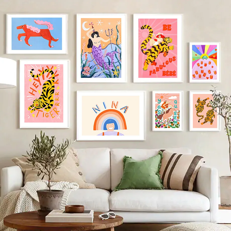 Поп абстрактная фотография девушка Бохо хиппи настенная Картина на холсте