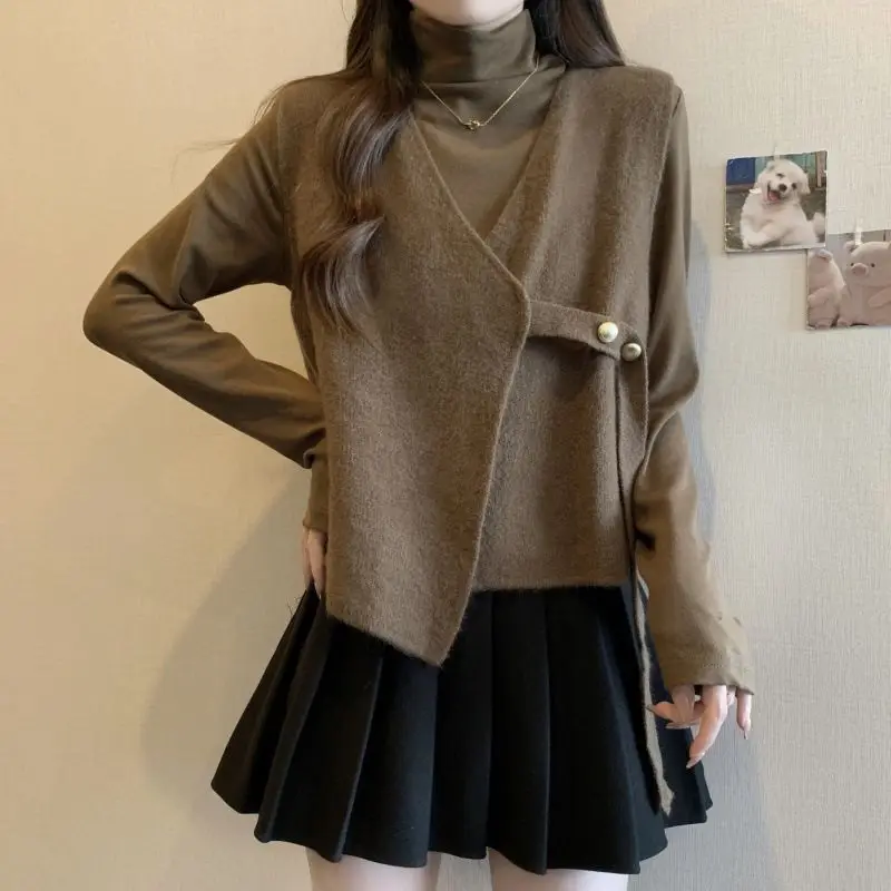 Женский винтажный минималистичный Асимметричный свитер на шнуровке Y2K