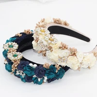 bohemia fashion flower headband luxury temperament sponge crystal rhinestones headband for women accessories wedding party gifts