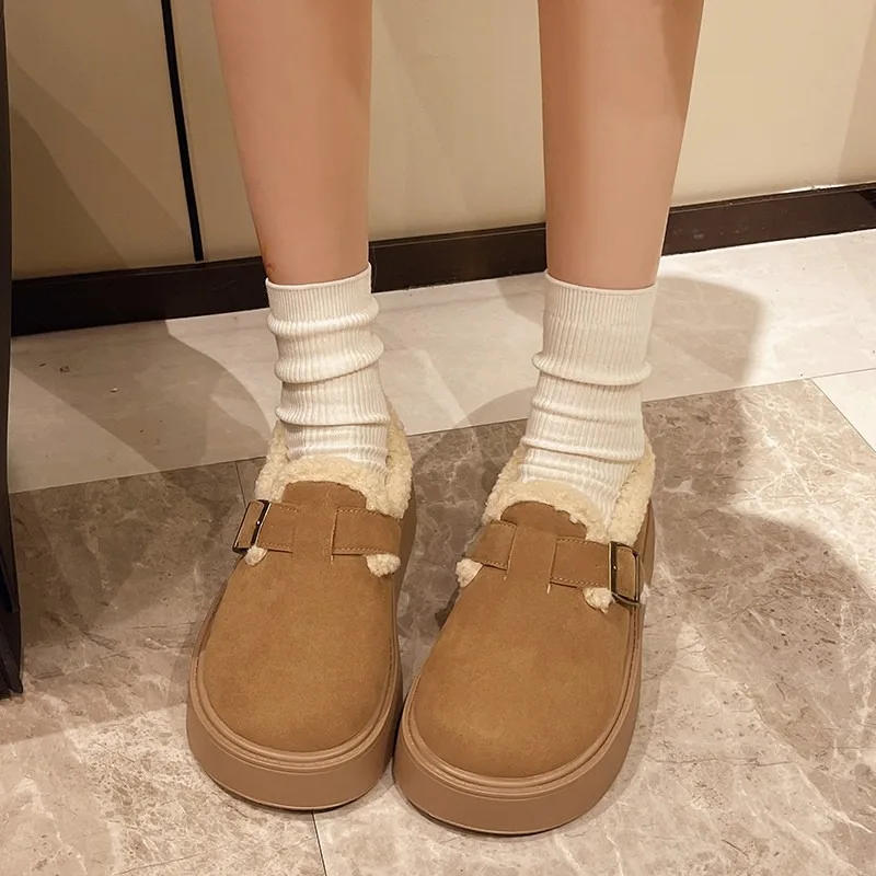 Новинка 2024 зимние женские однотонные повседневные ботинки в стиле ретро с