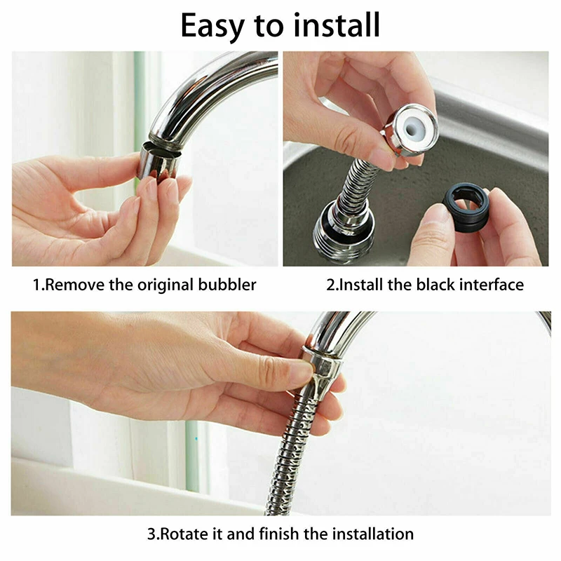 

360 Degree Rotate Kitchen Bubbler Faucet Spout Splash Head Sprinkler Water Saver Nozzle Tap Filter Universal Kitchen Accessories