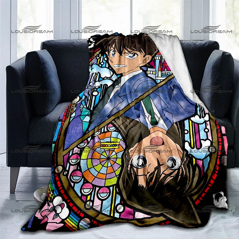 

Classic Cartoon Detective Thin Blanket Flannel Animated Konan Blanket Portable Home Travel Office Blanket