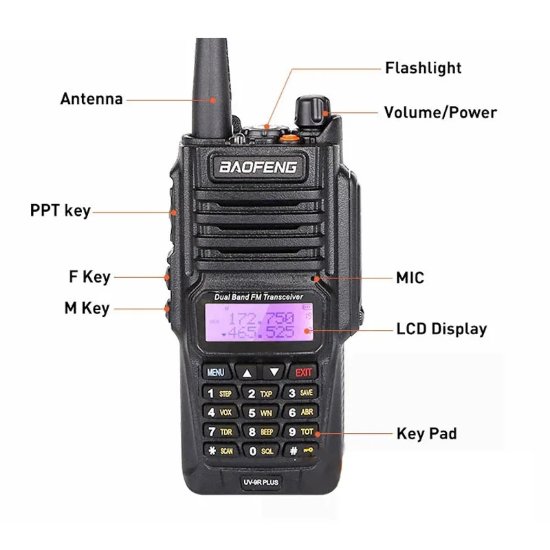 Baofeng UV-9R Plus Водонепроницаемая рация UV9Rplus Двухдиапазонная портативная CB