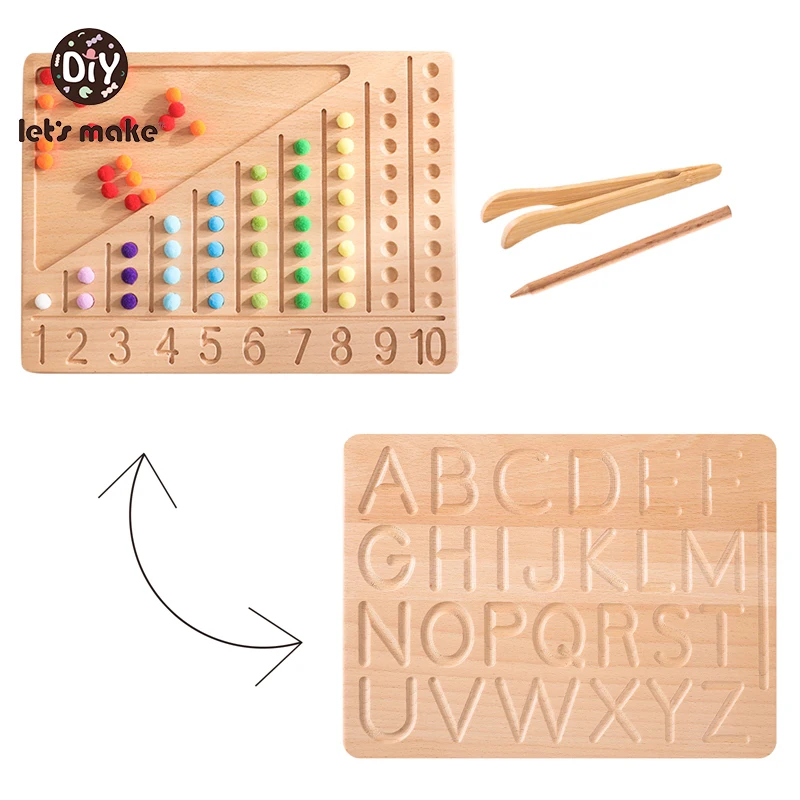 

Let's Make Wooden Toy Rainbow Board Baby Montessori Educational Color Sorting Sensory Toy Double Sided Letter Board Gift for Kid