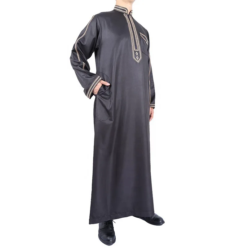 Muslim Robes National Style Stand Collar 2022 New Print Loose Long Jumpsuit Muslim Men Clothing Homme Musulman Jubba Thobe
