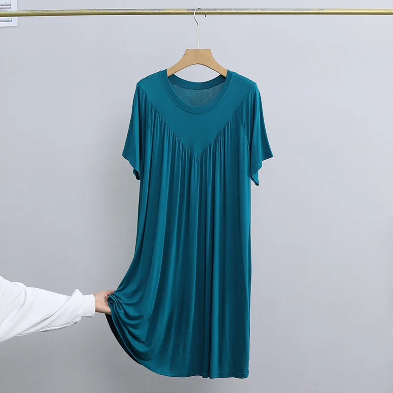 Mom Nightdress Short Sleeve Modal Homewear Women Sexy Round Collar Multicolor Sleepwear Big Size Fashion Casual Home Pjs