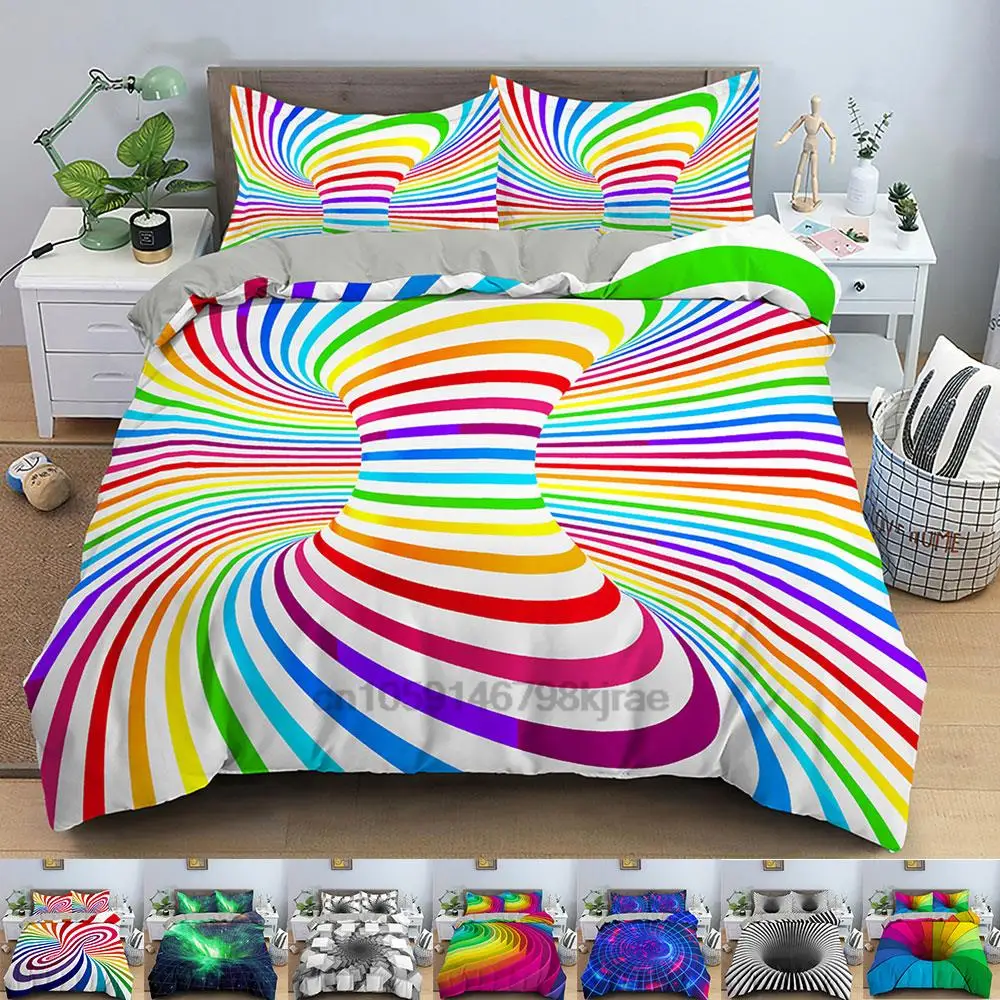

3D Duvet Cover Psychedelic Twin Bedding Set Luxury Quilt Cover With Zipper Closure Queen Size Comforter Sets Nice gift