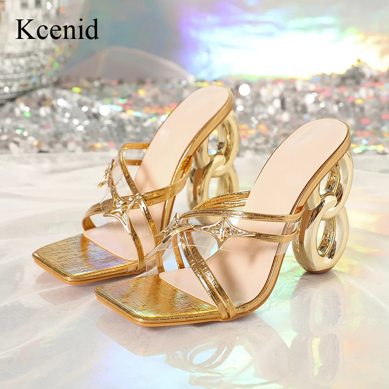 Kcenid модные сандалии с квадратным носком на высоком каблуке женские открытым