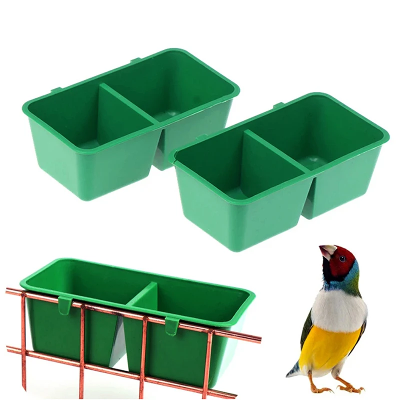 

Parrot Bird Feeder Plastic Dual Feeding Trough Pigeons Cage Water Food Bowl