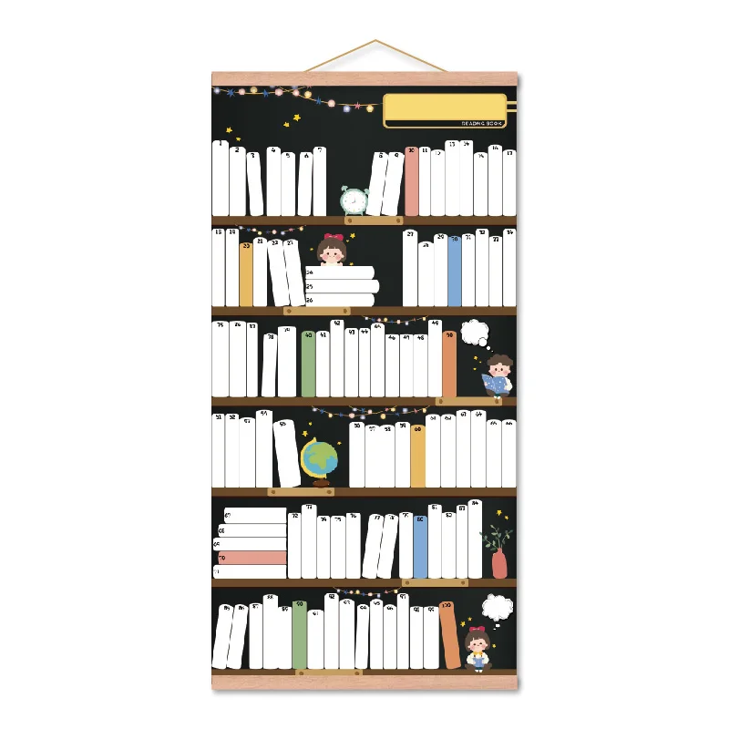 100 Books I Want To Read Kids Reading Record Teaching Aids Encourage Classroom Supplies DIY Writable Wall Stickers Hanging Map
