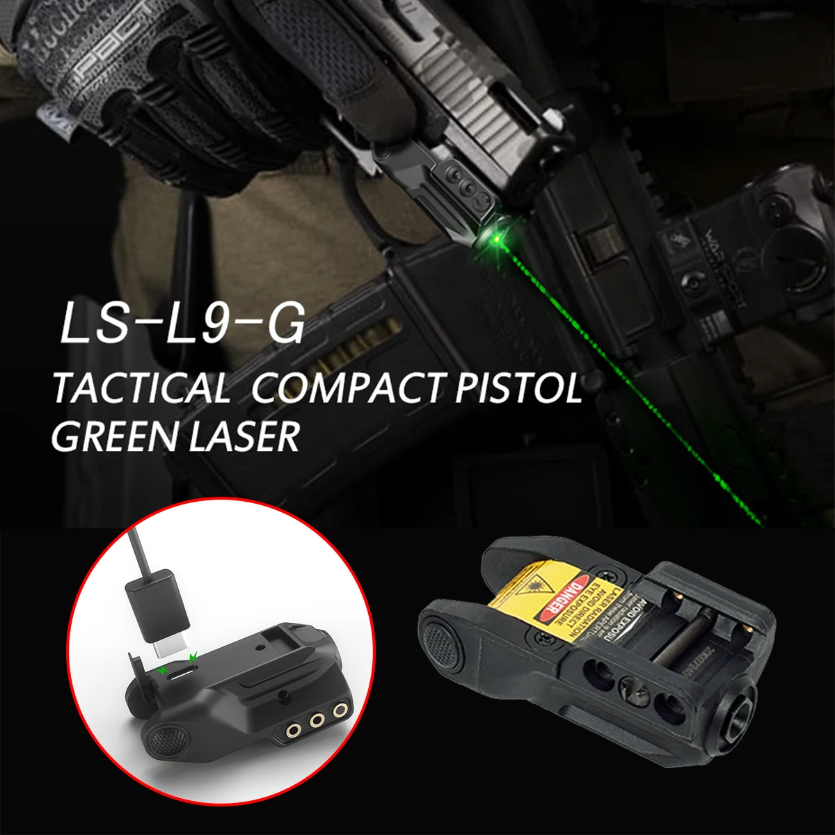 

Tactical LS-L9 Self Defense Weapons USB Rechargeable Green Dot Laser Pointer Sight Glock 17 19 Pistol Shooting Mira Laser Pistol