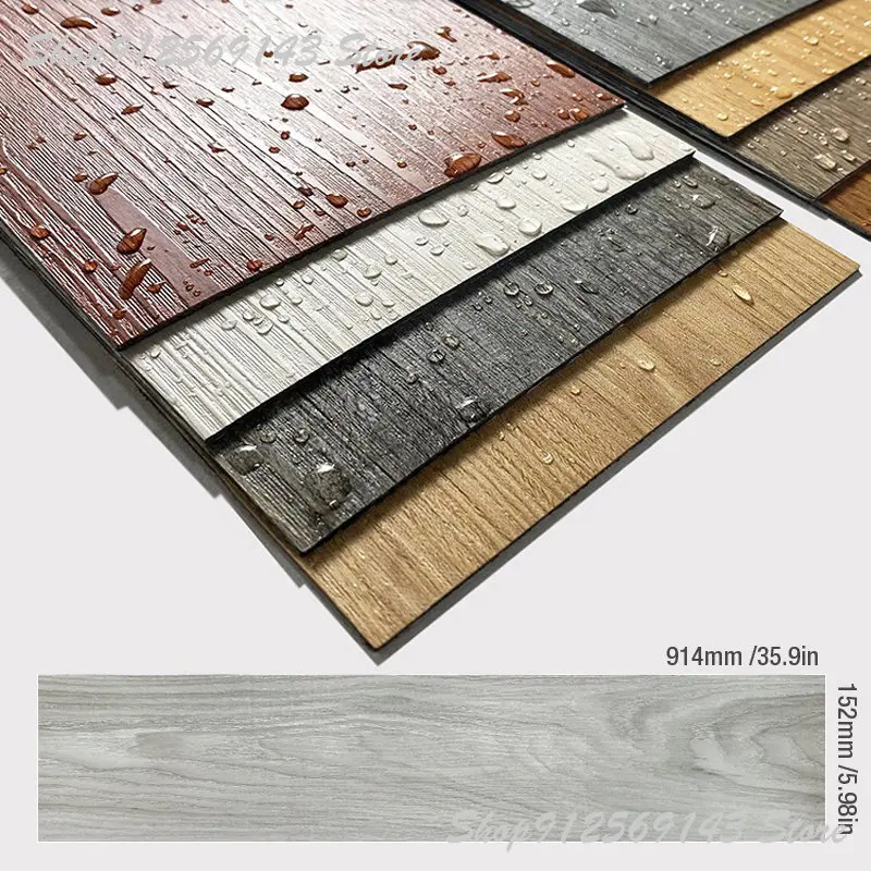 

Wear-resistant And Waterproof 91x15cm Self-adhesive 3D Floor Stickers Wood Grain Thick Wallpaper