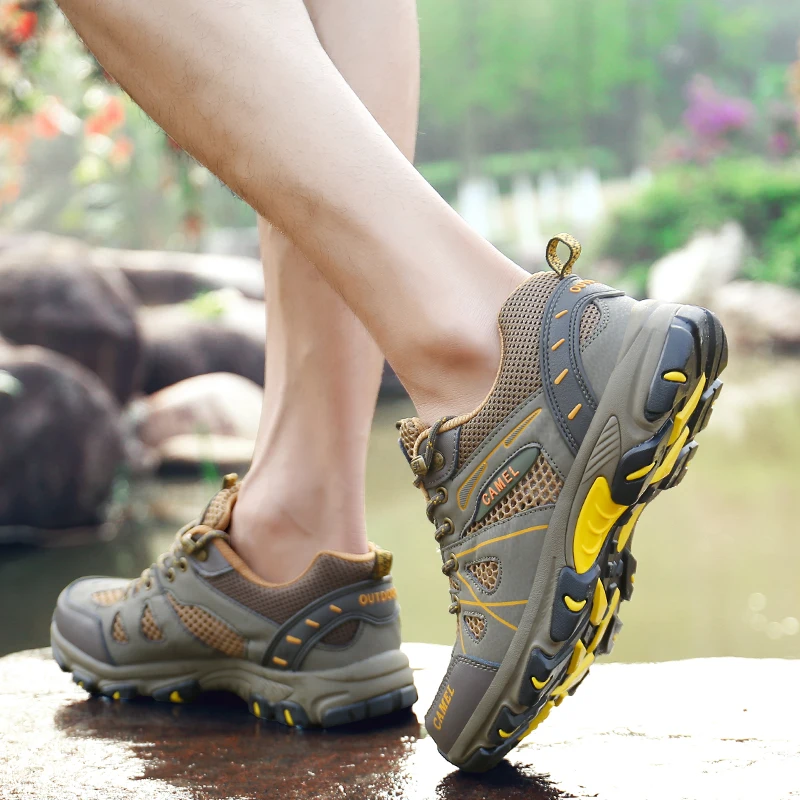 Summer Army Green Mesh Men Hiking Shoes Breathable Men's Walking Shoes Lace-up Male Brand Outdoor Shoes Zapatos De Senderismo