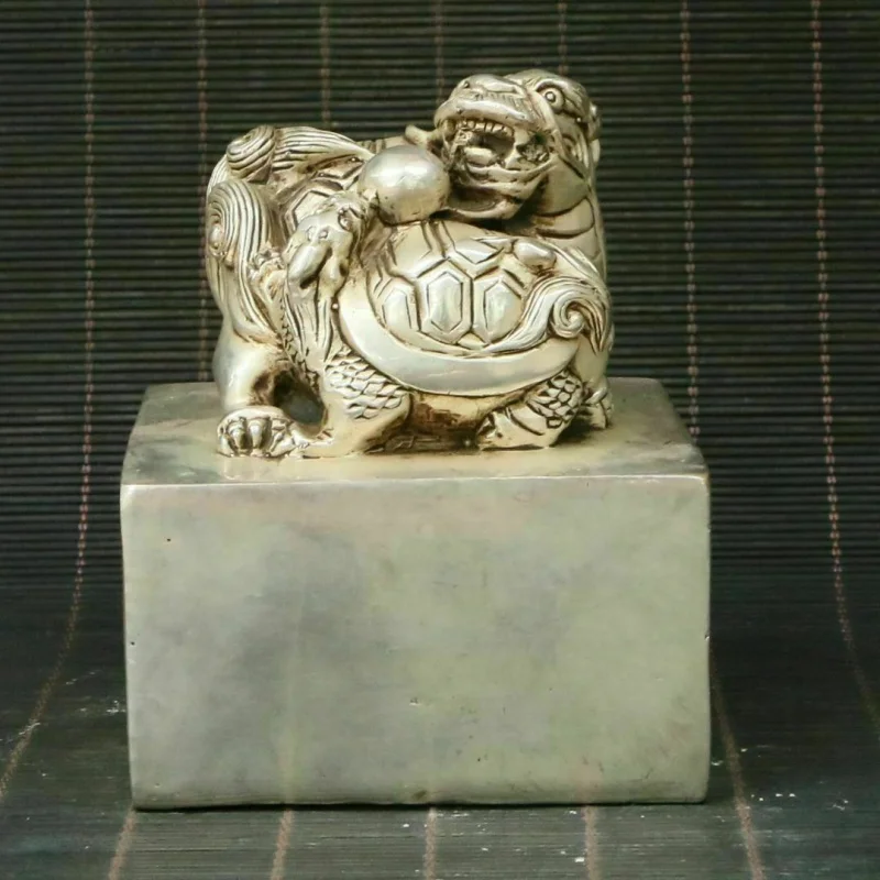 

Китайская Изысканная Серебряная медная ручная работа, уплотнение в виде черепахи дракона 00300