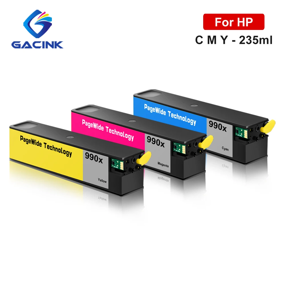 For HP 990 990X Compatible Ink Cartridge With Pigment Ink PageWide 755dn 774dn 750dn 750dw 772dn 772dw 777z 777zs CMY 235ml