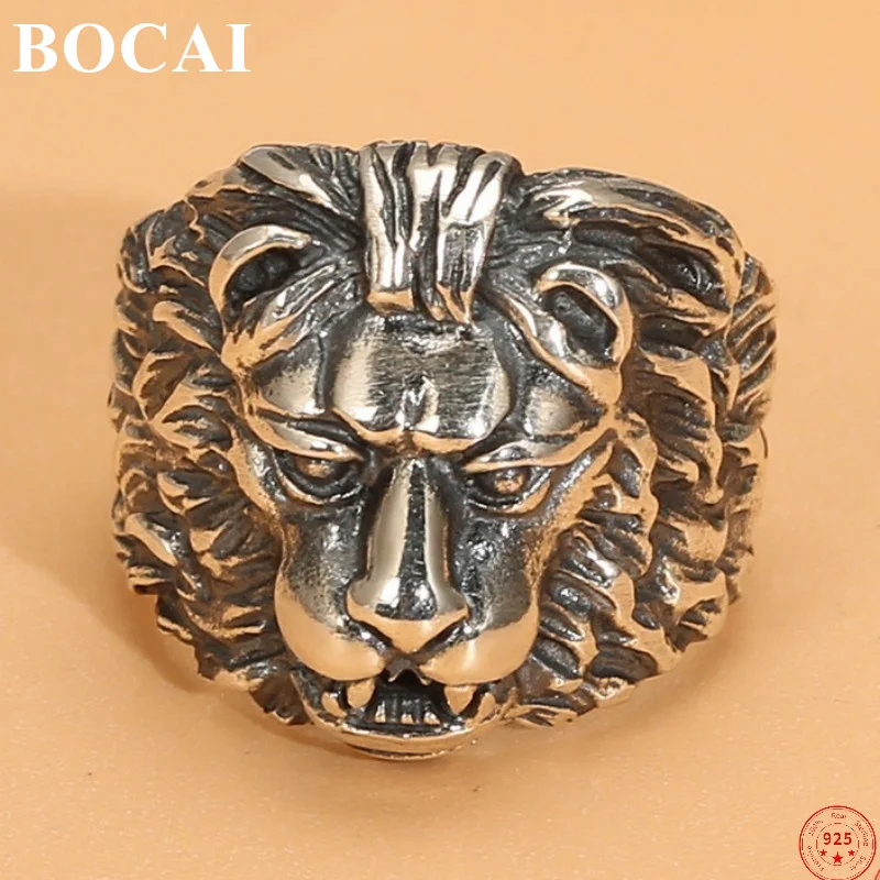 

BOCAI S925 Sterling Silver Rings 2022 New Fashion Three-dimensional Domineering Lion Head Pure Argentum Hand Jewelry for Men