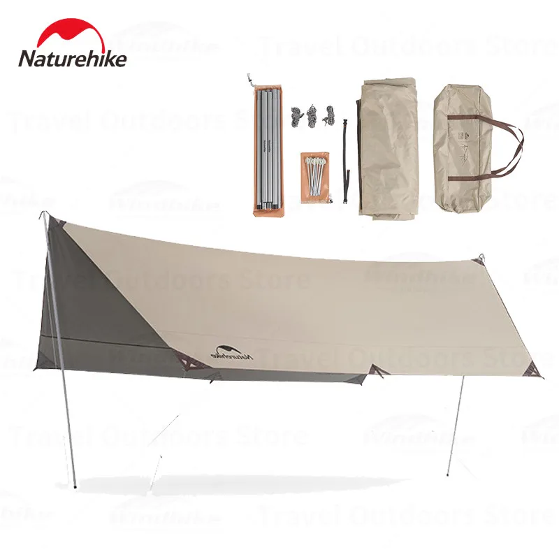 

Naturehike Outdoor Awning Exterior Shade Camping Tarp Waterproof Tarpaulin Picnic Beach Canopy 150D Black / Silver Coating Cloth