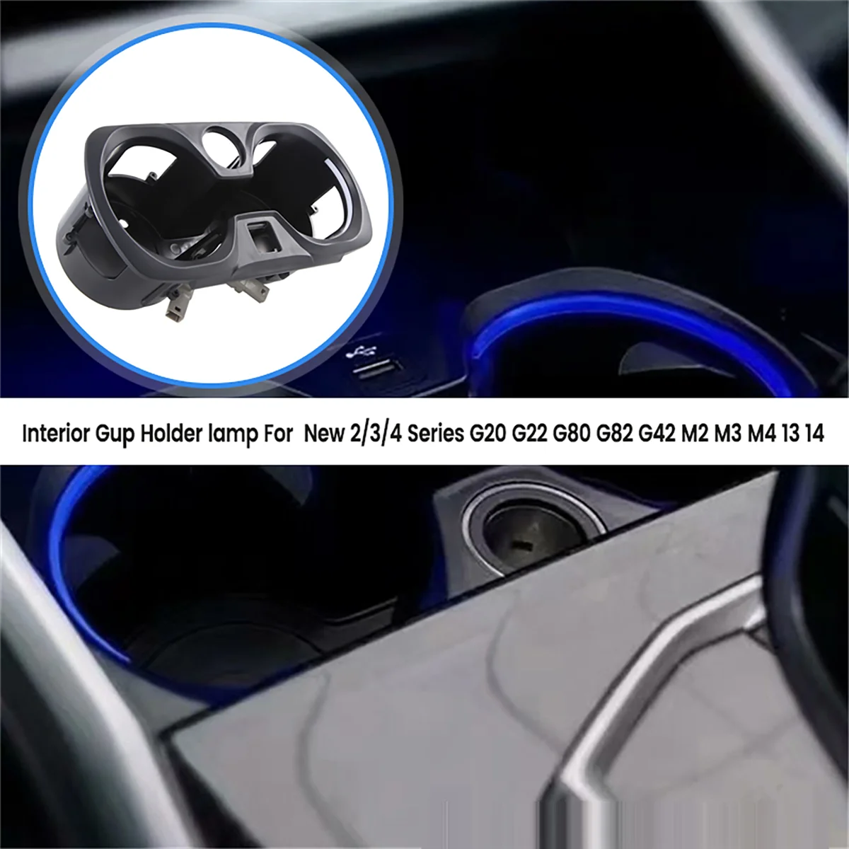 Светодиодная внутренняя подстаканная лампа для BMW New 2/3/4 серии G20 G22 G80 G82 G42 M2 M3 M4 I3 I4