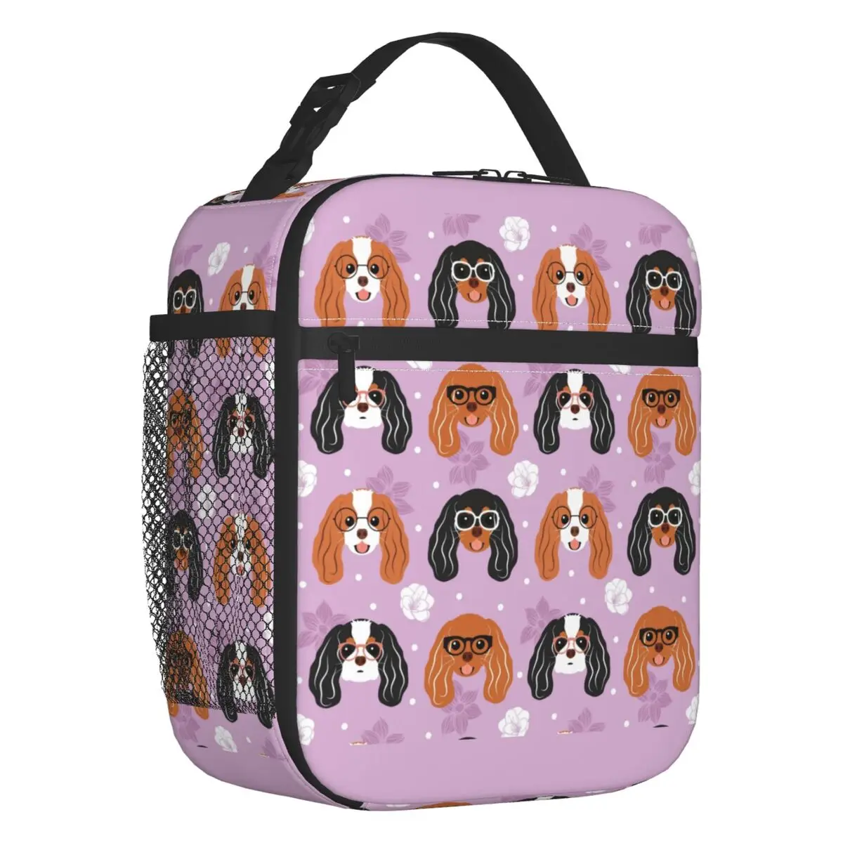 Cavalier King Charles Spaniel With Glasses Resuable Lunch Box Multifunction Dog Thermal Cooler Food Insulated Lunch Bag Kids