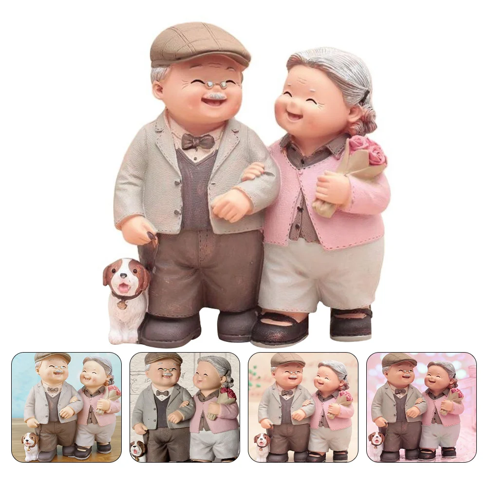 

Couple Figurines Elderly Statue Grandparents Anniversary Old Cake Resin Topper Sculpture Figurine Loving Wedding Figures