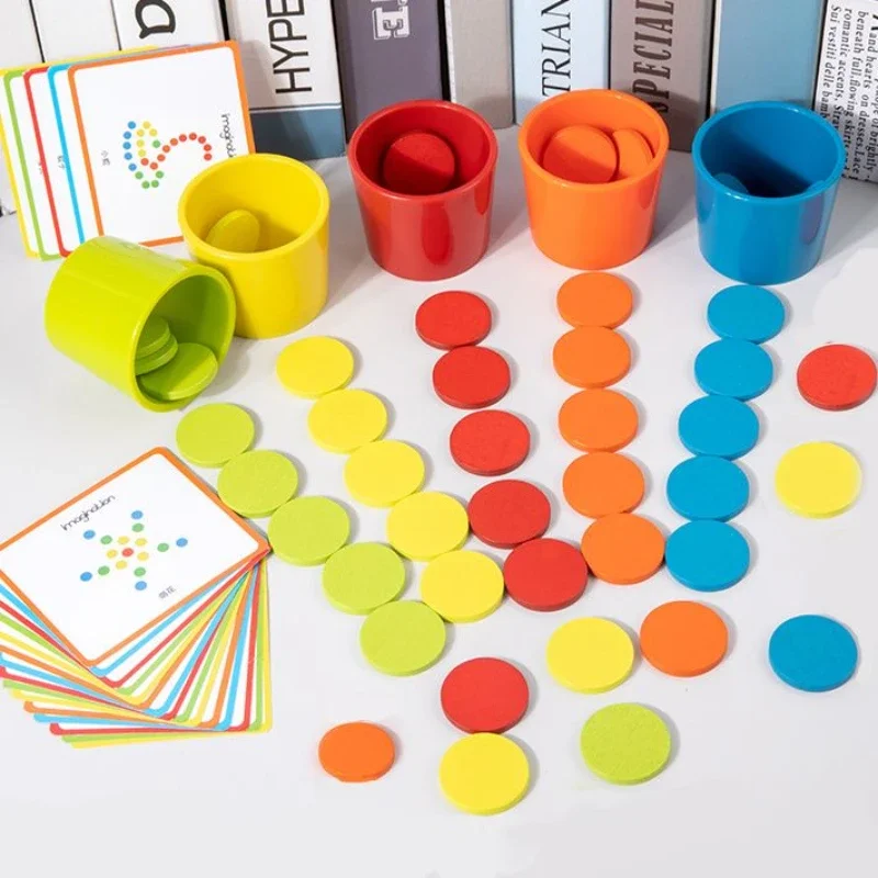 

Montessori Wooden Counting Cognition Color Classification Cup Kindergarten Board Game Early Learning Puzzle Toy for Children