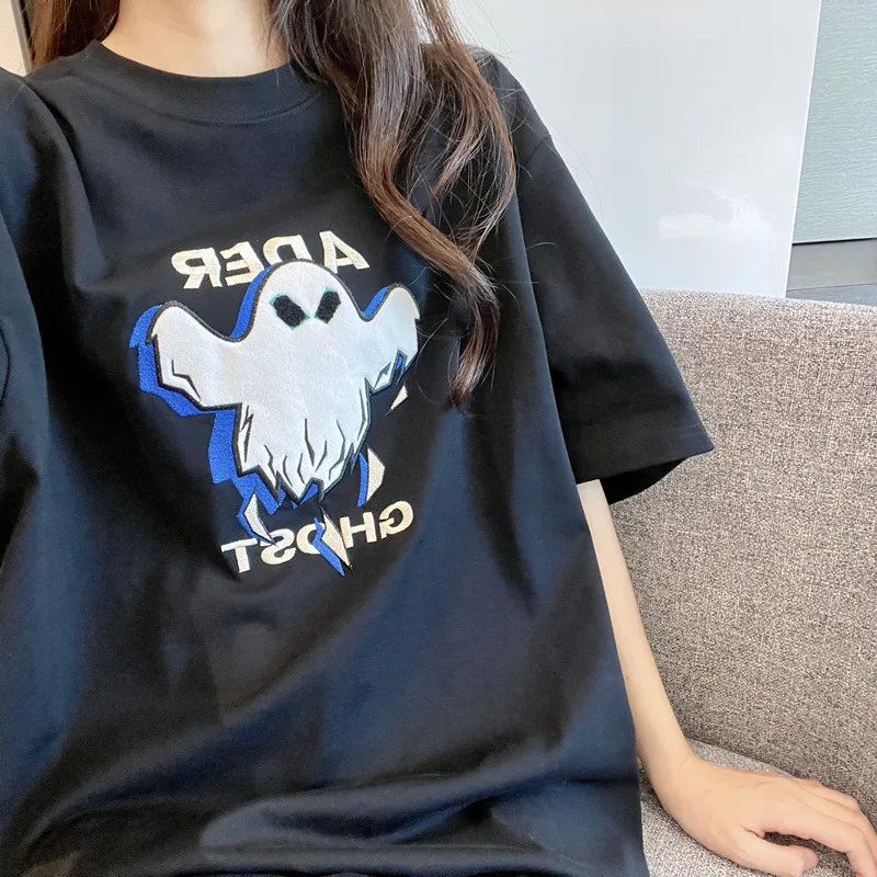 

2022 Ader Error T-shirt Men Women Cotton Oversized Ghost Adererror Ghost Embroidered Crew Neck Short Sleeves Tee TX402