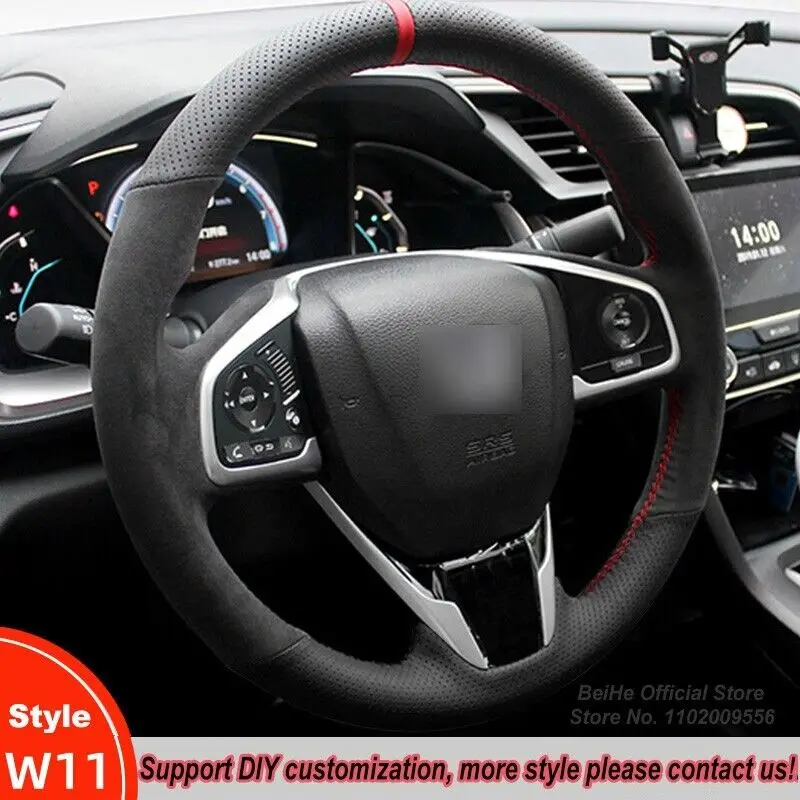 

For Honda Civic 10 CR-V CRV Clarity DIY Suede Car Steering Wheel Cover Wrap W11 Interior Accessories