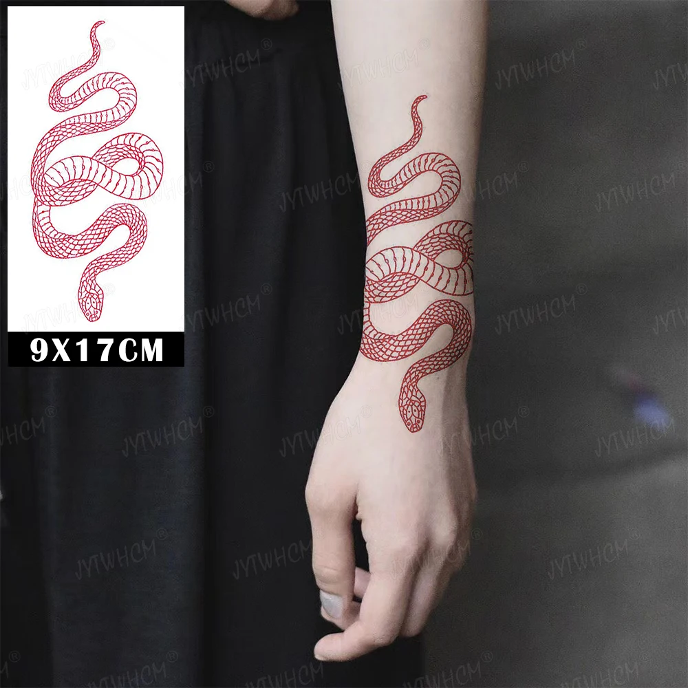 

Временные тату-наклейки в виде Красной змеи, сексуальные женские водостойкие Имитационные татуировки на талию и руку, тату в виде змеи с тем...