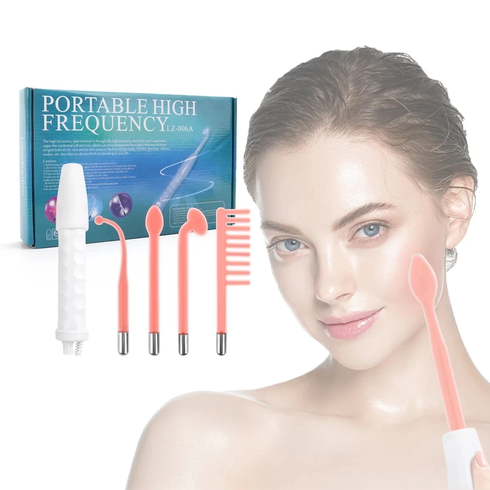 

4 In 1 High Frequency Facial Machine For Face Electrotherapy Glass Tube Acne Spot Remover Facial Anti Wrinkle Skin Care