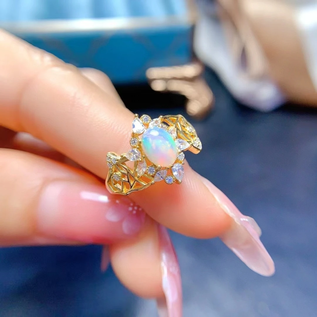 Дизайнерское серебряное кольцо с драгоценным камнем 925 пробы 5 мм * 7 натуральным