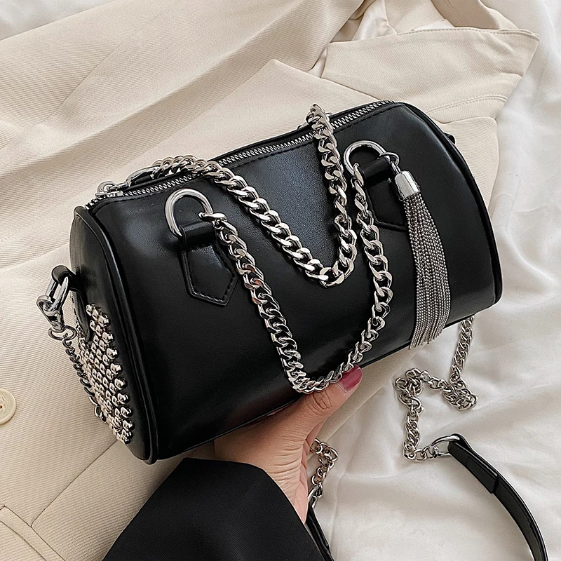 

Designer Pu Leather Women Chain Handbags High Quality Ladies Small Rivet Shoulder Messenger Bags Fashion Female Crossbody Bags