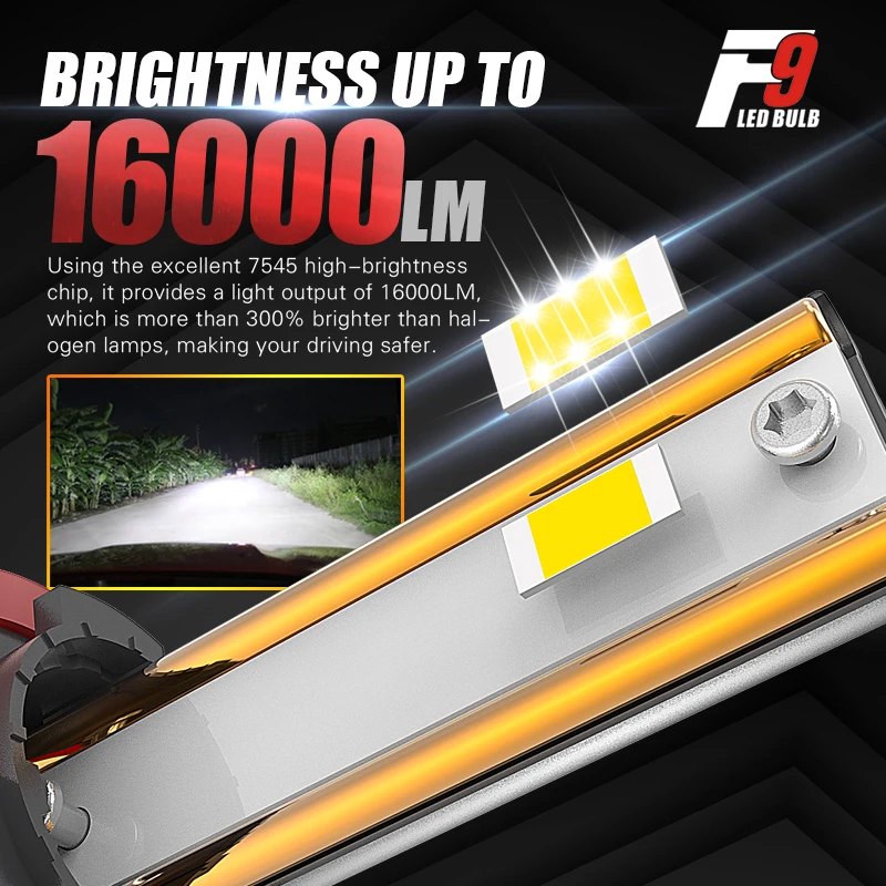 DAWNKNIGHT F9 180 Вт H7 H4 Светодиодная лампа для фар Canbus Turbo автомобиля H8 H11 9005 Hb3 Hb4 6000K