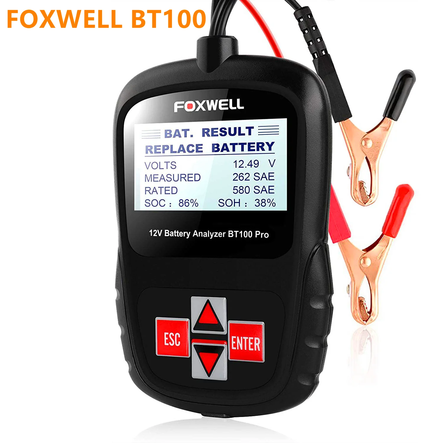 

Тестер автомобильного аккумулятора FOXWELL BT100 Pro 12 В для утопленного AGM GEL от 100 до 1100CCA, Ач, анализатор состояния аккумулятора, диагностический инструмент A +