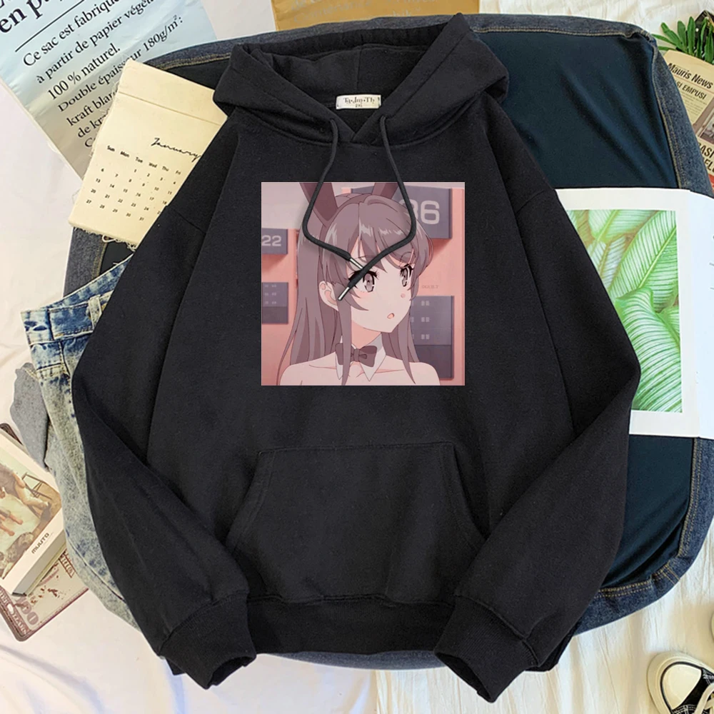 

Hoodie Men Anime Characters Sakurajima Mai Printed Long-Sleeved Male Women O-Neck Oversized Sweatshirt Kawaii All-Match Clothes