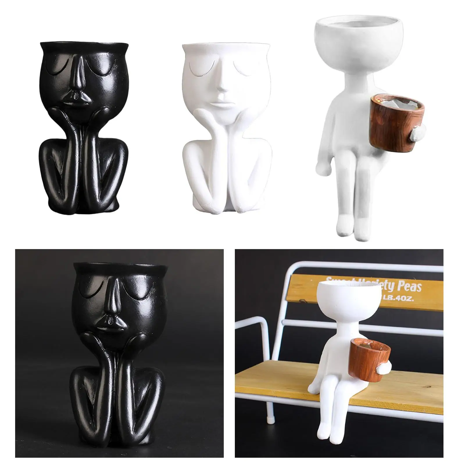 

3 шт. портретный цветочный горшок ваза статуя человека плантатор для посадки кактуса суккулента