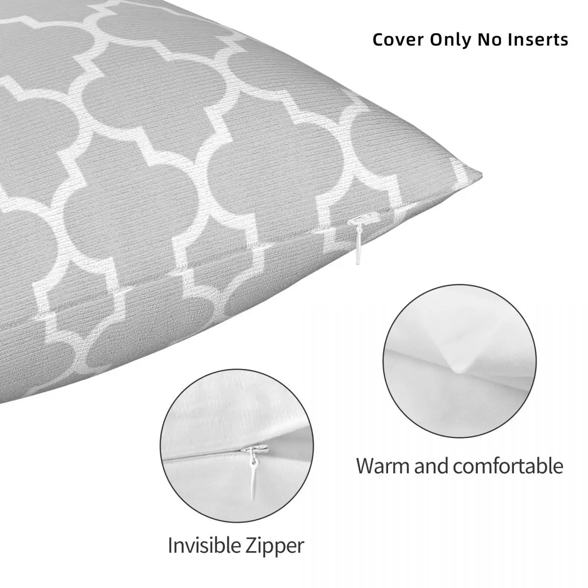 Серая квадратная наволочка Quatrefoil из полиэстера и льна бархатная Наволочка на