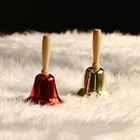 Ручной медный колокольчик с деревянной ручкой для столовой, гостиницы, церкви, погремушка для школы, рождественские аксессуары, ручные колокольчики